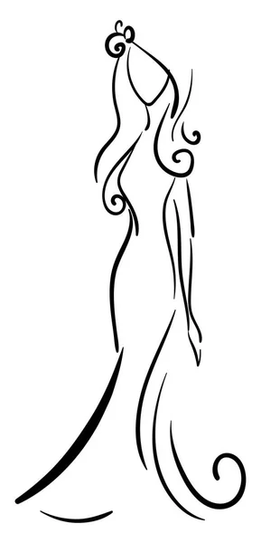 Robe longue dessin, illustration, vecteur sur fond blanc — Image vectorielle