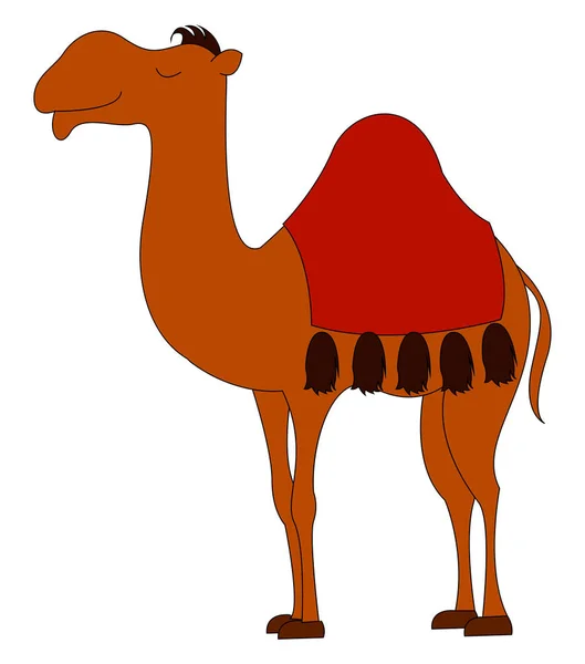 Camello rojo en el desierto, ilustración, vector sobre fondo blanco . — Vector de stock
