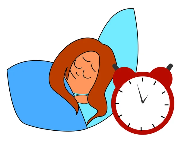 Reloj despertador rojo, ilustración, vector sobre fondo blanco. — Vector de stock
