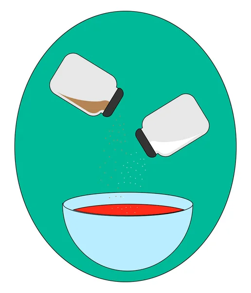Sal y pimienta, ilustración, vector sobre fondo blanco — Vector de stock