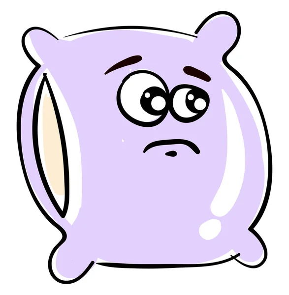 Triste almohada púrpura, ilustración, vector sobre fondo blanco — Vector de stock