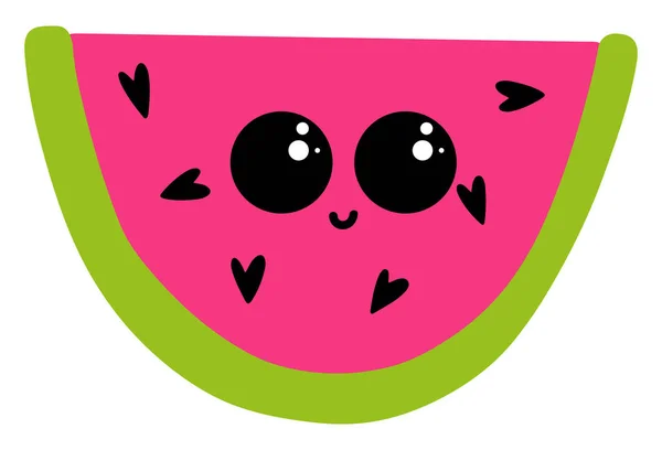 Söt vattenmelon med ögon, illustration, vektor på vit backgro — Stock vektor