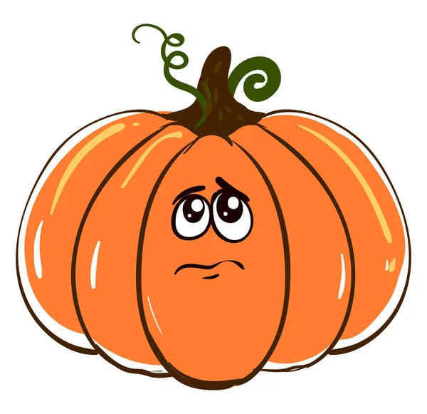 Sad big pumkin, illustration, vector on white background — Stock Vector