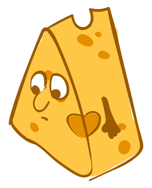 悲しいチーズイラスト白い背景のベクトル — ストックベクタ
