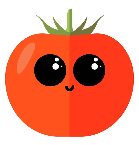 Niedliche Tomate mit Augen, Illustration, Vektor auf weißem Hintergrund — Stockvektor