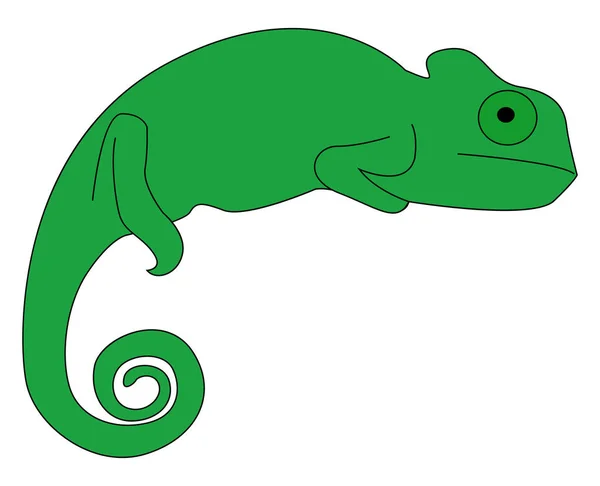 Zelený chameleon, ilustrace, vektor na bílém pozadí. — Stockový vektor