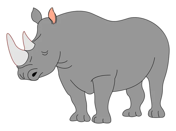 Rhinocéros adulte, illustration, vecteur sur fond blanc . — Image vectorielle