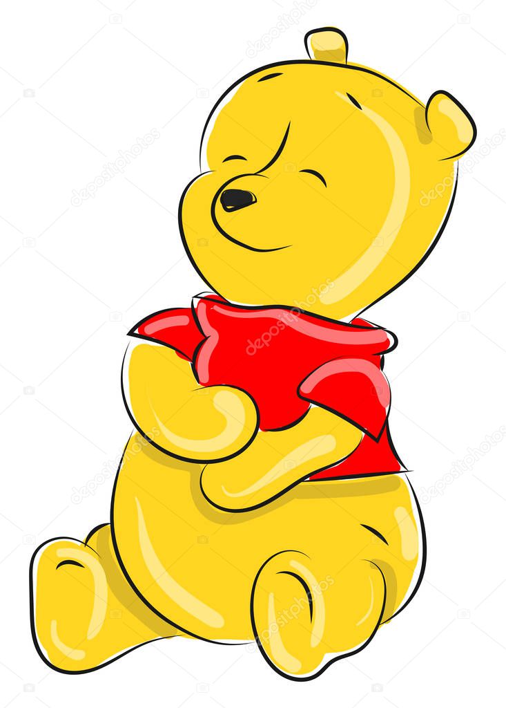 Little winnie the pooh, illustration, vector on white background