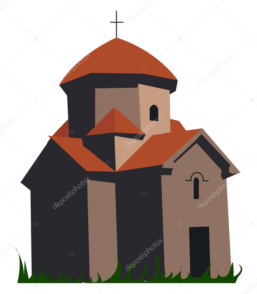 Armenian church, illustration, vector on white background.