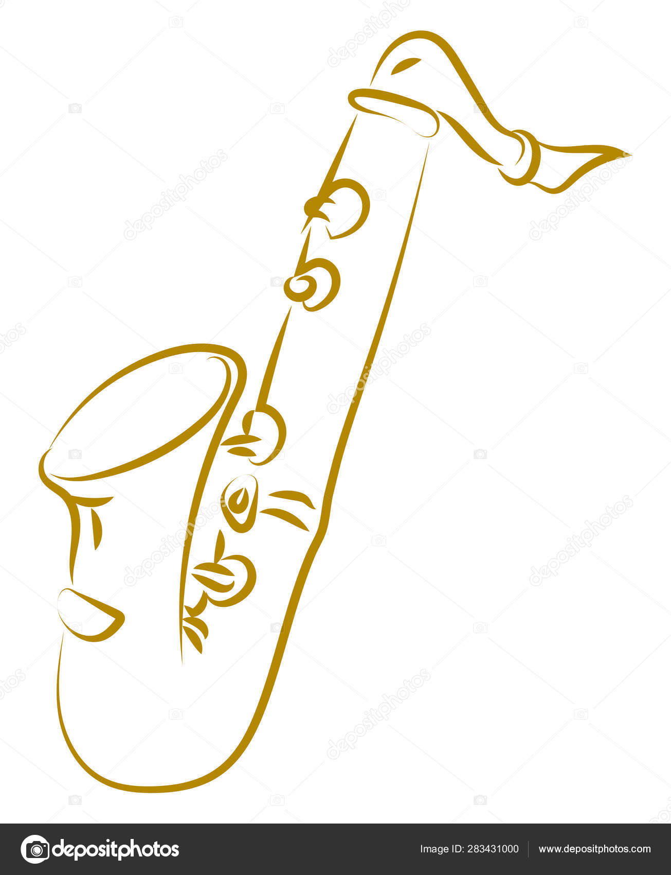 Saxophone drawing, illustration, vector on white background. Stock Illustration by ©Morphart