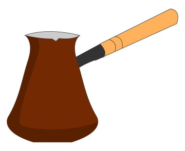 Kahverengi cezve, illüstrasyon, beyaz arka plan vektör.