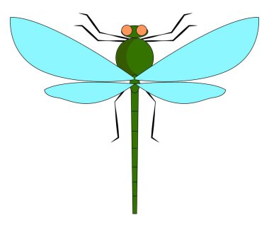 Yeşil yusufçuk, illüstrasyon, beyaz arka plan vektör.