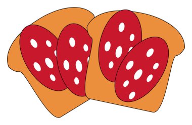 Sosis sandviç, illüstrasyon, beyaz arka plan vektör.