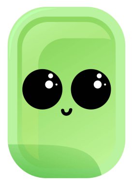 Gözleri ile yeşil sabun, illüstrasyon, beyaz arka plan vektör.