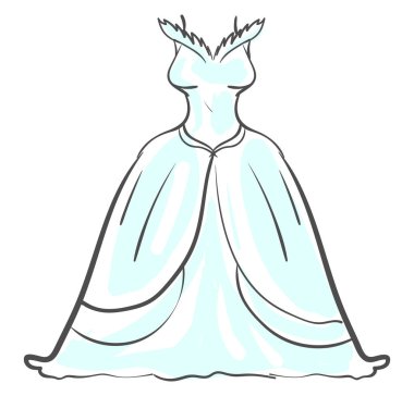 Gelinlik, illüstrasyon, beyaz arka plan vektör.