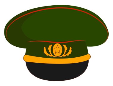 Askeri şapka, illüstrasyon, beyaz arka plan üzerinde vektör.