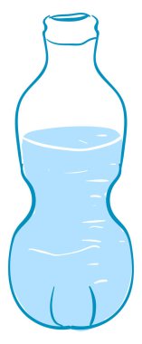 Su şişesi, illüstrasyon, beyaz arkaplan vektörü.