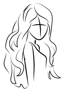 Yüzü olmayan kız, illüstrasyon, beyaz arka plan üzerinde vektör.