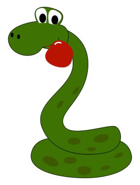 Elma ile yılan, illüstrasyon, beyaz arka plan üzerinde vektör.