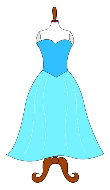 Açık mavi kadın elbisesi, illüstrasyon, beyaz arka plan vektör