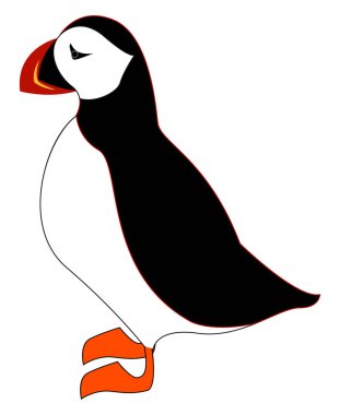 Uykulu penguen, illüstrasyon, beyaz arka plan vektör.