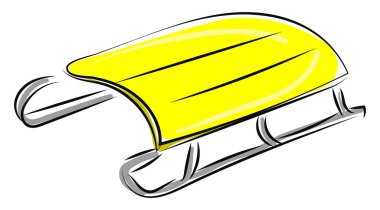 Sarı kış kızağı, illüstrasyon, beyaz arka plan vektör.