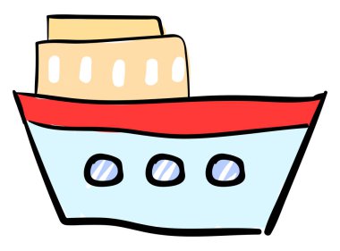 Mavi gemi, illüstrasyon, beyaz arkaplanda vektör.