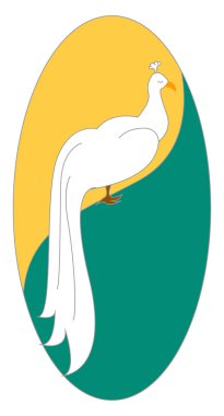 Beyaz tavus kuşu, illüstrasyon, beyaz arka plan vektör.