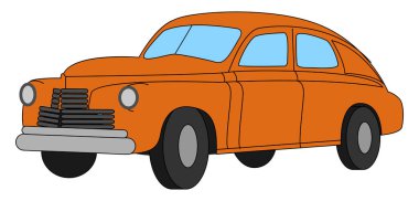 Kırmızı retro araba, illüstrasyon, beyaz arkaplanda vektör.