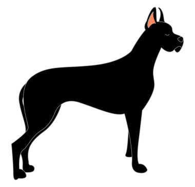 Büyük siyah köpek, illüstrasyon, beyaz arka plan vektör.