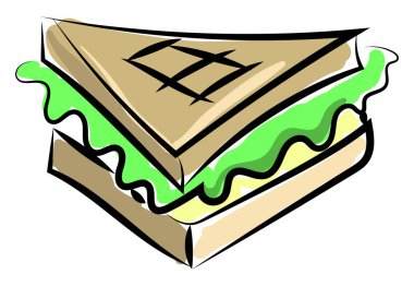 Sendwich çizim, illüstrasyon, beyaz arka plan üzerinde vektör.
