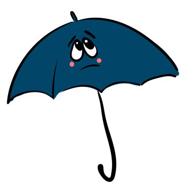 Mavi üzgün şemsiye, illüstrasyon, beyaz arka plan vektör.