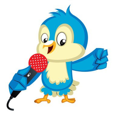 Mavi kuş şarkı, illüstrasyon, beyaz arka plan vektör.