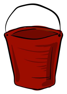 Kırmızı kova, illüstrasyon, beyaz arkaplan vektörü.
