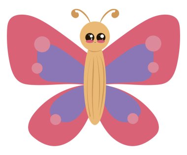 Sevimli küçük kelebek, illüstrasyon, beyaz arka plan vektör.