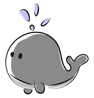 Küçük bebek balina, illüstrasyon, beyaz arka plan vektör.