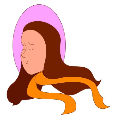 Rüzgarda kız, illüstrasyon, beyaz arka planda vektör.