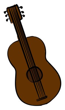 Kahverengi gitar, illüstrasyon, beyaz arka plan vektör.