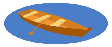 Su üzerinde ahşap tekne, illüstrasyon, beyaz arka plan üzerinde vektör.