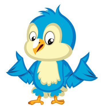 Mavi kuş, illüstrasyon, beyaz arka plan vektör karıştı.