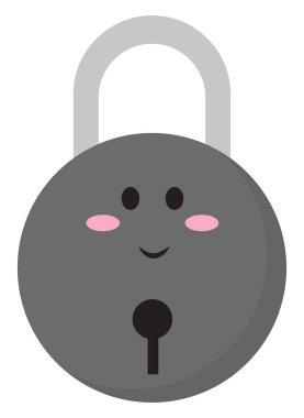 Sevimli küçük kilit, illüstrasyon, beyaz arka plan üzerinde vektör.