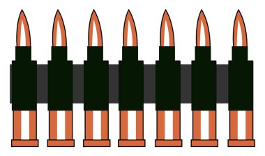 Makineli tüfek mermileri, illüstrasyon, beyaz arka plan vektör.