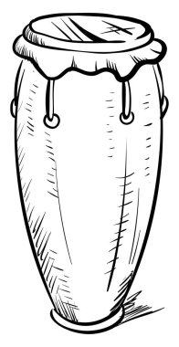 Konga çizimi, illüstrasyon, beyaz arka plan üzerinde vektör.