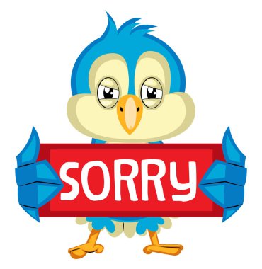 Mavi kuş beyaz kırmızı bir üzgün işareti, illüstrasyon, vektör tutar 