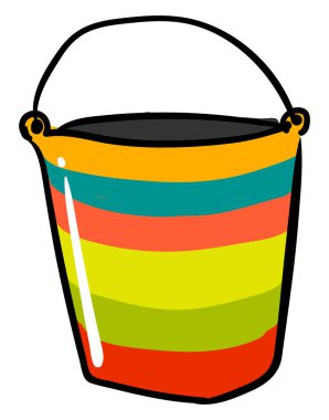 Çok renkli kova, illüstrasyon, beyaz arka plan üzerinde vektör.