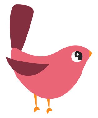 Pembe sevimli kuş, illüstrasyon, beyaz arka plan vektör.