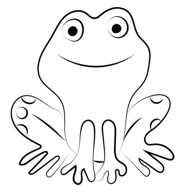 Kurbağa çizimi, illüstrasyon, beyaz arka plan üzerinde vektör.