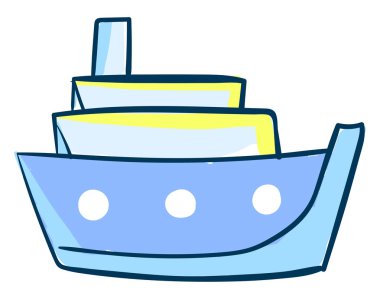 Mavi büyük gemi, illüstrasyon, beyaz arka plan vektör.