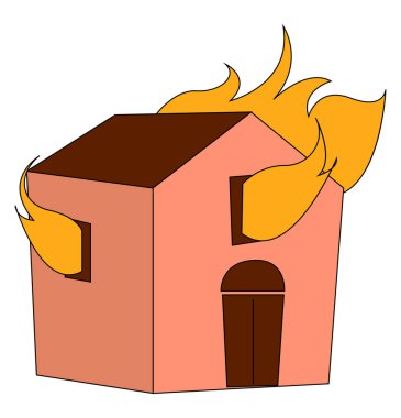 House on fire, illüstrasyon, beyaz arka plan üzerinde vektör.