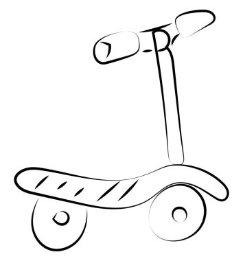 Scooter çizim, illüstrasyon, beyaz arka plan vektör.